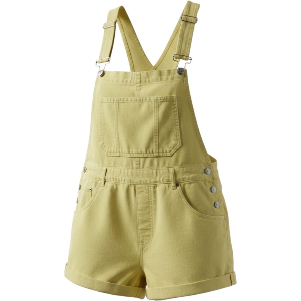 Free People We The Free Ziggy Shortalls in Sunny Lime / Lemon Drop - Size L